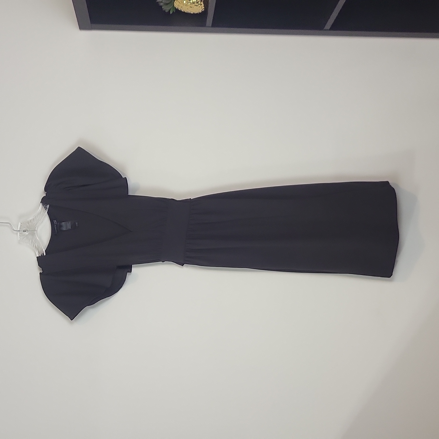 Kenneth Cole New York Brown V-Neck Built In Tie Waist Flutter Sleeve Dress